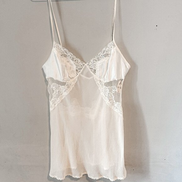 Vintage Victoria's Secret Ivory/White Sheer Silk Lingerie Slip Dress NEW NWT - Picture 1 of 7